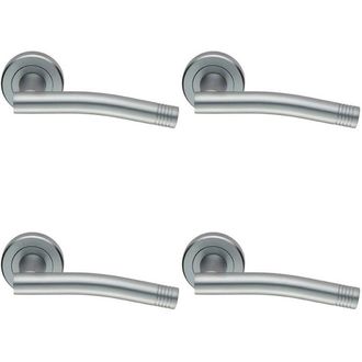 Loops 4x PAIR Round Bar Handle with Arch Concealed Fix Round Rose Satin Chrome