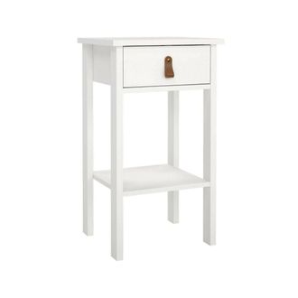 Dmora Dmora - Mesa De Noche Inday, C&oacute;moda Baja, Mesilla De Noche, Estante De La Cama, 40x34 H70 Cm, Blanco