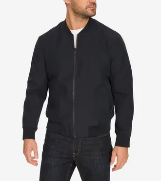 Cole Haan Mens Nylon Bomber Jacket - Blue Size Medium