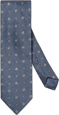 Eton Zijden Linnen Stropdas met Bloemenmotief - Heren - Stropdassen - Blauw - ONE Size - Linnen - Accessoires