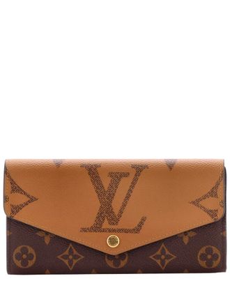 Louis Vuitton Brown Reverse Monogram Giant & Monogram Canvas Sarah Wallet Nm (Authentic Pre-Loved)
