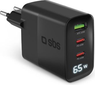 SBS Sbs Tetrganlcd1usb2c65k Cargador De Dispositivo M&oacute;vil Universal Negro Corriente Alterna Carga R&aacute;pida Interior