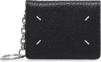 Maison Margiela Zwarte Leren Portemonnee met Ketting en Sleutelhanger - Heren - Portefeuilles - Zwart - ONE Size - Leer - Accessoires