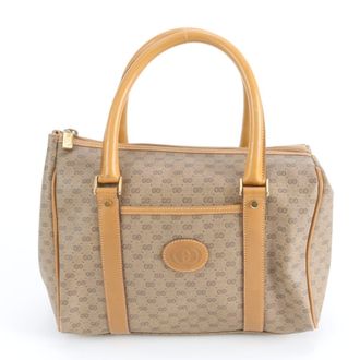 Gucci Brown Micro Gg Leather Handbag Tote Bag (Pre-Owned)