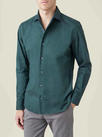 Luca Faloni Forest Green Cotton (Brushed) Classic Shirt