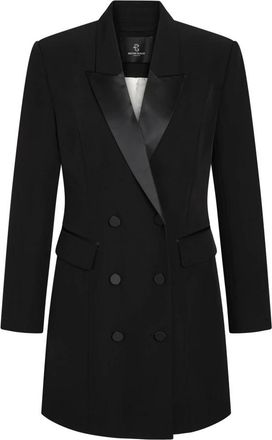 Bruuns Bazaar Blazers, female, Black, Size: XL Elegant Black Tuxedo Style Dress