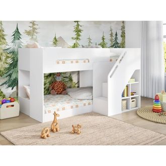 Flair Phobo Staircase Low Compact Bunk Bed White | Size: Single