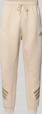 adidas Regular Fit Sweathose mit Logo-Print in Beige, Gr&ouml;&szlig;e XXL