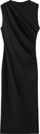 Mango Ruched Sleeveless Midi Dress in Black at Nordstrom, Size X-Large