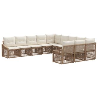 vidaXL Conjunto De Sof&aacute;s De Jard&iacute;n 11 Pcs Beige Rat&aacute;n Sint&eacute;tico Vidaxl