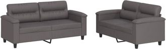 vidaXL Vidaxl - Juego De Sof&aacute;s Con Cojines 2 Piezas Cuero Sint&eacute;tico Gris