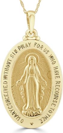 Pompeii3 14k White or Yellow Gold Mother Mary Pray For Us Pendant Necklace 1 Tall 5Grams
