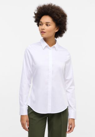 Eterna Hemdbluse ETERNA FITTED, Damen, Gr. 40, weiss (wei&szlig;), 95% Baumwolle, 5% Elasthan, schmal, Blusen Hemdbluse, EASY IRON (b&uuml;gelleicht)