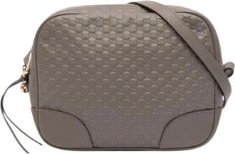 Gucci Pre-owned Cross Body Bags, female, Gray, Size: ONE SIZE Pre-owned Leather Cross Body Bag