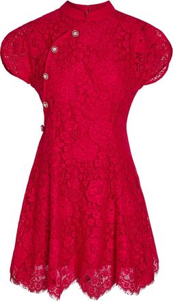 Self Portrait Floral Guipure Lace Mini Dress - Red - 12 (UK12 / M)