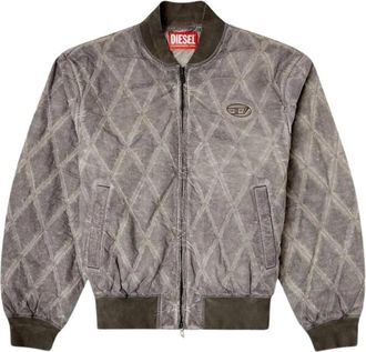 Diesel J-Type-Treat Jacket - Heren - Bomber jackets - Grijs - L - Katoen - Jassen