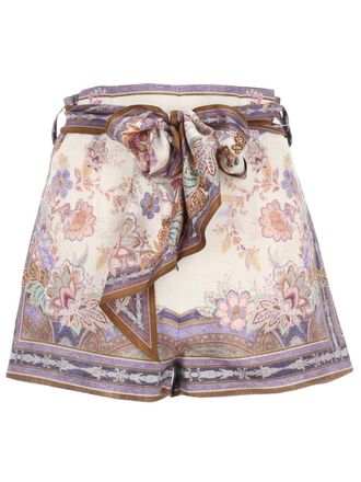 Zimmermann Luna Floral Paisley Linen Shorts