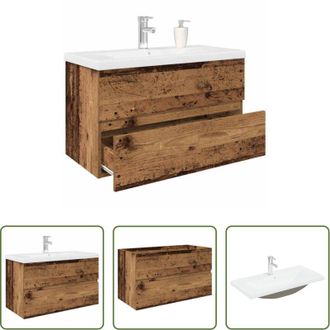 vidaXL Lavabo da incasso - Mobile da Bagno con Lavabo Integrato e Rubinetto Legno Antico