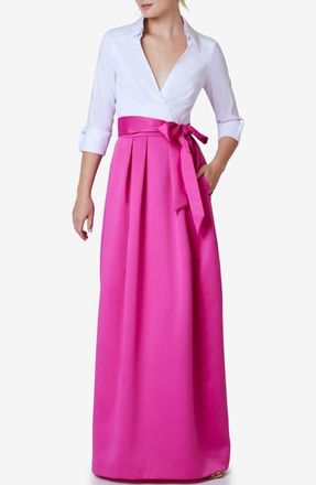 Jessica Howard Mixed Media Ballgown in Fuchsia White at Nordstrom, Size 14
