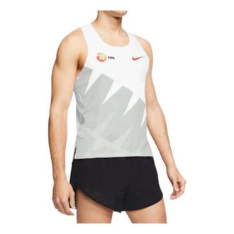 Nike Mens Nike Chest logo Printing Breathable Running Sports White Vest CW1253-100