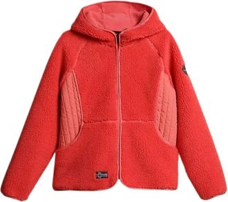 Napapijri Roze Yupik Fleece Hoodie met Rits - Dames - Fleece jassen - Roze - M - Polyester - Fitness