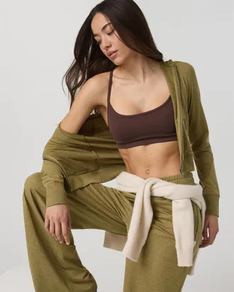 Vuori Clothing Halo Mini Full Zip Hoodie | Saguaro Heather | XS, Size Extra Small