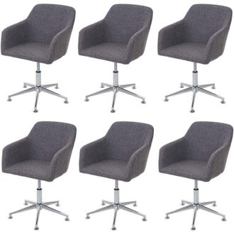Hhg Non utilizzato] Set 6x sedie poltrone lounge elegante altezza regolabile girevole HHG 834 tessuto grigio