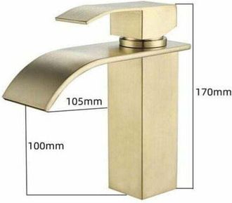 OEM Grifo De Ba&ntilde;o Moderno Color Oro Con Efecto Cascada Y Mezclador De Agua Fr&iacute;a Y Caliente Ajustable