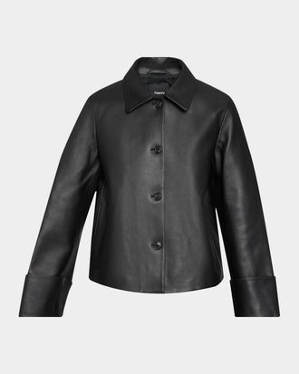 Theory Boxy Leather Jacket