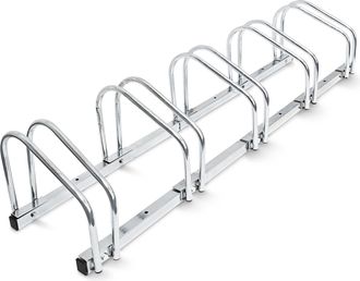 Relaxdays Relaxdays - 4 Soportes Bicicletas Suelo, Pared, Aparcabicicletas, 5 Bicis C/u, 26 X 130 X 32 Cm, Portabicicletas, Acero, Plateado