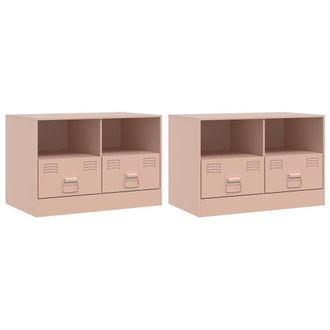 Berkfield Home TV Cabinets 2 pcs Pink 67x39x44 cm Steel | Size: 67 x 39 x 44 cm