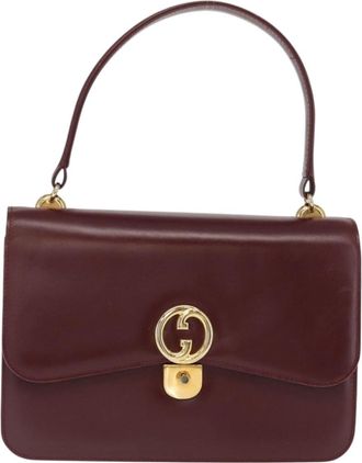 Gucci Vintage Handbag Leather Burgundy Leather Handbag (Pre-Owned)