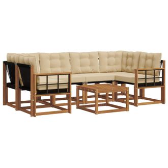 vidaXL Conjunto De Sof&aacute;s De Exterior Con Coj&iacute;n 7 Pcs Natural Y Beige Vidaxl