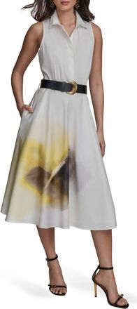 DKNY Print Belted Maxi Shirtdress in White Panna Cotta at Nordstrom, Size 10