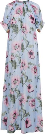 Oscar De La Renta poppy-print silk chiffon kaftan dress - women - Silk - S - Blue