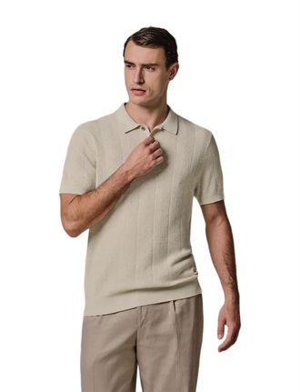 Profuomo Korte mouw polo Profuomo beige gem&ecirc;leerd