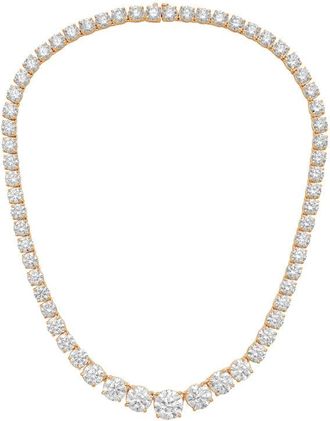 Diana M. Jewels 14kt Rose Gold 10cts lab grown Round diamond 4 Prong Graduated tennis necklace