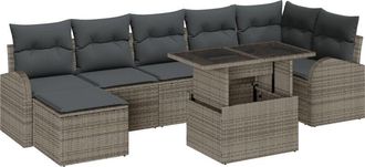 vidaXL Garden Sofa Set with Cushion 8 pcs Grey Vidaxl