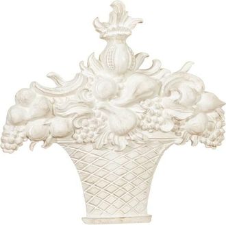 Biscottini International Biscottini - Cesta De Fruta De Madera Con Acabado Blanco Antiguo Made In Italy