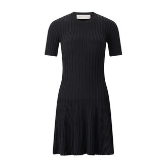 Ami Geribbelde Viscose Gebreide Jurk - Dames - Kleedjes - Zwart - M - Kleedjes