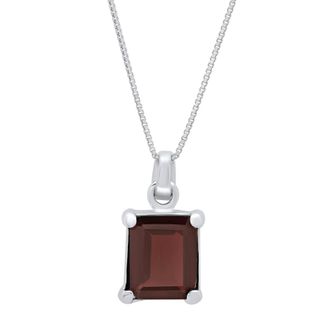 MAX + STONE Sterling Silver 8x10 Emerald Cut Gemstone Pendant