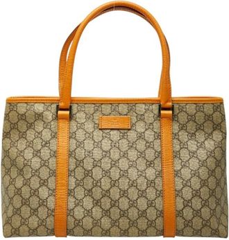 Gucci Beige Orange Pvc Leather Handbag Tote Bag (Pre-Owned)