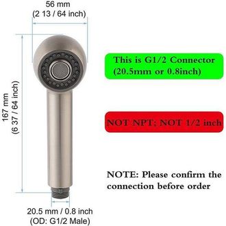 OEM Cabezal De Ducha Para Grifo De Cocina, Grifo De Cocina, Ducha De Mano, Conexi&oacute;n De 1/2, 2 Tipos De Chorro, 16,75,6 Cm, Universal, Abs, Plateado