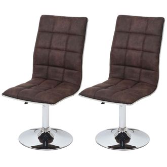 Hhg Hhg - Nunca Usado] Juego De 2 Sillas De Comedor 616, Silla De Cocina, Giratoria Regulable En Altura, Tela/textil Mvg, Vintage Marr&oacute;n Oscuro