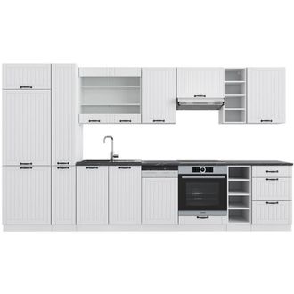 Vicco Cucina componibile Fame-Line, Casa di campagna bianca/bianco, 355 cm con armadio alto, senza piano di lavoro