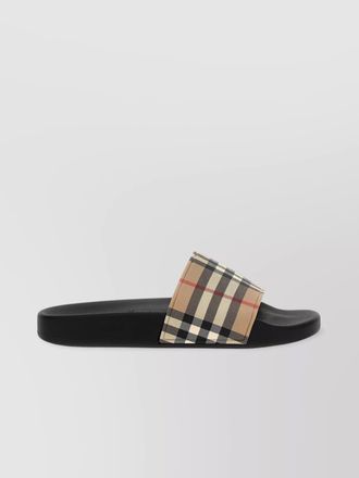 Burberry checkered open toe flat sole sandals