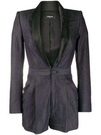 Dsquared2 satin lapel denim playsuit - Blue
