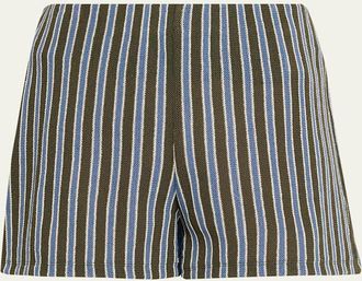 Veronica Beard Vichi Striped Cotton Shorts