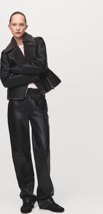 Mango Giubbotto biker pelliccia nero - Donna - XXS - MANGO