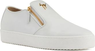 Giuseppe Zanotti zip-detail leather slip-ons - men - Rubber/Fabric/Leather - 41.5 - White